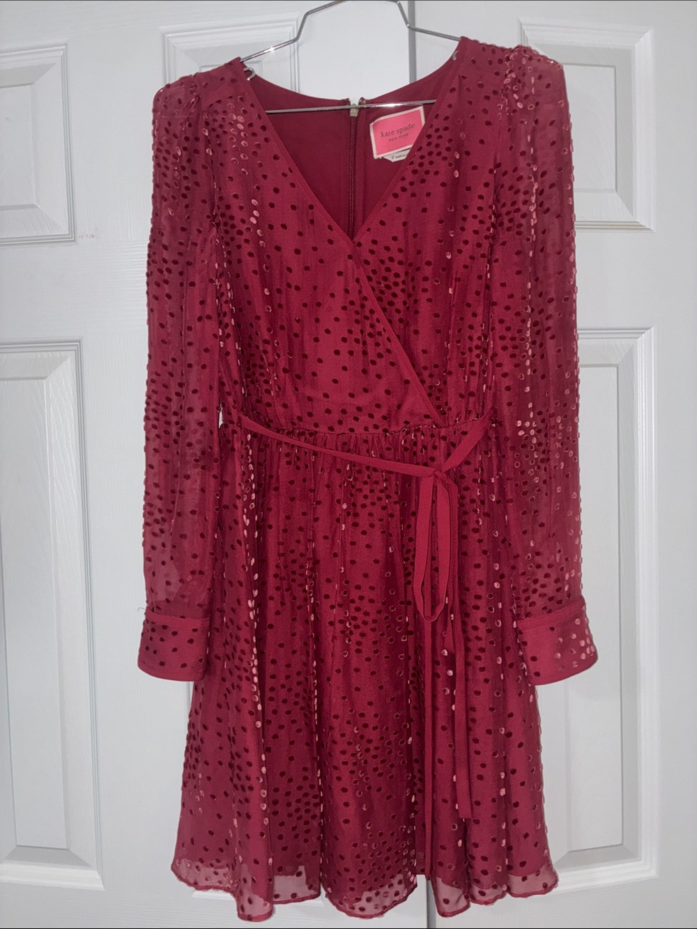 Kate Spade Festive Confetti Devore Dress in burgandy